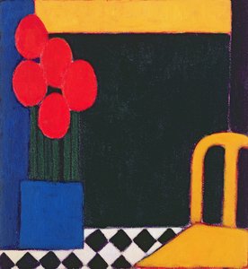 郁金香和黄色椅子，2002年（纸上丙烯酸）