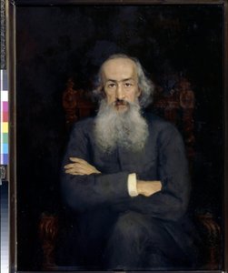历史学家康斯坦丁·贝斯图耶夫·里奥米内 (Bestoujev-Rioumine) 的肖像 (1829-1897) - 叶卡捷琳娜·谢尔盖耶夫纳·扎鲁德纳亚·卡沃斯 (1862-1918) 绘画，布面油画 (101x79 厘米) 作者 叶卡捷琳娜·谢尔盖耶夫娜·扎鲁德纳亚·卡沃斯