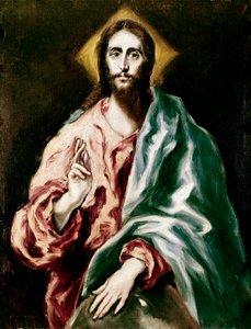 托莱多大教堂的使徒：救世主基督。 Domenikos Theotokopoulos dit El Greco (1540-1614) 的绘画 作者 埃尔·格列柯