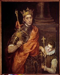 圣路易斯（路易斯九世）的肖像，一页（1214-1270 年）由 Domenikos Theotokopoulos dit El Greco（1541-1614 年）绘画。 1,20 x 0,96 米 作者 埃尔·格列柯