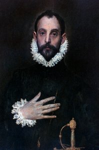一个贵族，手放在胸前，c1577-1584 作者 埃尔·格列柯