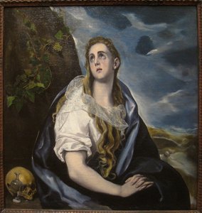 西班牙文：  Magdalena penitente（埃尔-格列柯，伍斯特）《忏悔的抹大拉》（埃尔-格列柯，伍斯特 作者 埃尔·格列柯