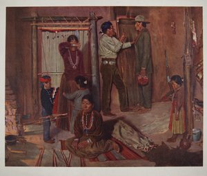离开家前往卡莱尔印第安学校（chromolitho） 作者 埃尔布里奇·艾尔·伯班克