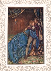 兰斯洛特和桂妮薇儿在一起，阿尔弗雷德·丁尼生（Alfred Tennyson，1809-92 年）《国王田园诗》中的插图，由 Hodder & Stoughton 出版