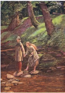 罗莎琳德和西莉亚（石版画） 作者 埃莉诺 Fortescue-Brickdale