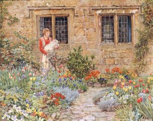 母亲和儿童在花园里 作者 埃莉诺 Fortescue-Brickdale