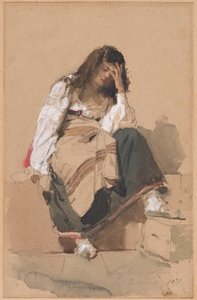 坐着沉思的农家女 作者 Eleuterio Pagliano