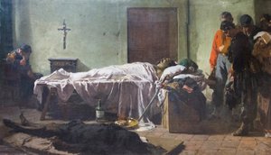 士兵们探望卢西亚诺·马纳拉的遗体 作者 Eleuterio Pagliano
