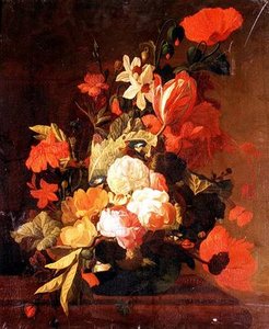 玫瑰花、郁金香、旋花等。 作者 伊莱亚斯·范登（Broeck 的追随者）
