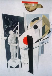 塔特林在工作。伊利亚·埃伦堡（Ilya Ehrenburg）的《六尾轻松故事》插图 作者 埃利泽马科维奇利西茨基