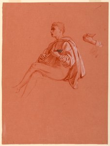 绘画，弹琵琶的男孩，1871-72 年 作者 伊莱休·维德