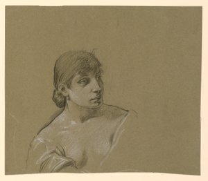 素描，年轻女子肖像，约 1885 年 作者 伊莱休·维德