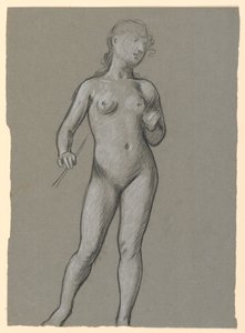 素描，女性裸体研究，约 1885 年 作者 伊莱休·维德
