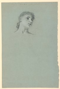 素描，一个女孩的研究，约 1885 年 作者 伊莱休·维德