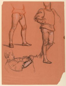 素描，男性人物细节，约 1885 年 作者 伊莱休·维德