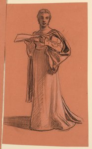 素描，"婚礼队伍 "中人物的研究，约 1872 年 作者 伊莱休·维德