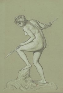 海豚的女孩，约1900年。 作者 伊莱休·维德