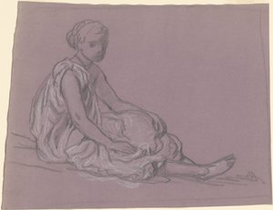 希腊女孩洗澡的研究，约1872年。 作者 伊莱休·维德