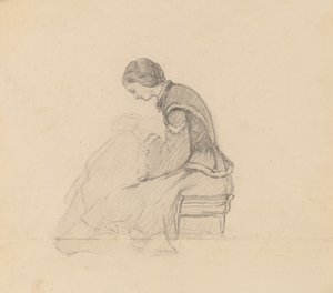 读书女孩的研究，约1858年。 作者 伊莱休·维德