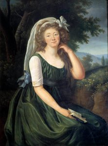 玛丽-伊丽莎白-路易丝-维吉-勒布伦（或维吉-勒布伦）（1755-1842）画的让娜-贝库，杜巴里伯爵夫人（或夫人）（1743-1793），路易十五的歌妓和情妇，46岁时在卢维申纳的肖像。1789年9月。 作者 伊丽莎白·路易丝·维吉·勒布朗