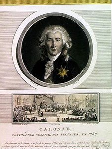 查尔斯·亚历山大·德·卡洛纳（Charles Alexandre de Calonne，1734-1802）路易十六（1754-93）的财务总监，由Charles Levachez（1760-1820）和着名人物大会雕刻，作者Jean Duplessi Bertau 作者 伊丽莎白·路易丝（Erisabeth Louise）在Vigee Lebrun之后