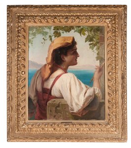 意大利那不勒斯湾的少女修补网，1872年
