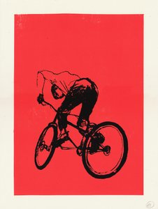 骑自行车的男孩，2012（丝网印刷） 作者 伊丽莎·索思伍德（Eliza Southwood）