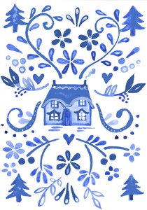 蓝色小屋，2017（水彩画）