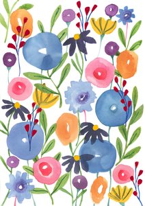 波西米亚花朵》，2018 年（水彩画）