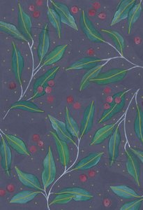 绿叶与浆果》，2017 年（水彩和丙烯）
