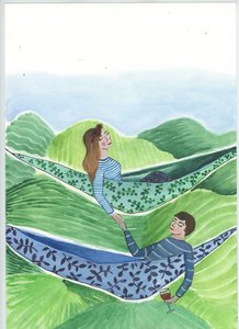 闲逛，2018（水彩和拼贴画）