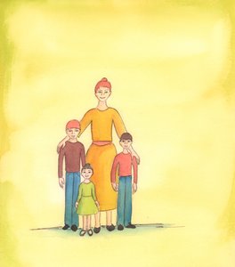 母亲爱护自己的孩子，给上帝带来喜悦，2005 年（纸上水彩画） 作者 伊丽莎白王