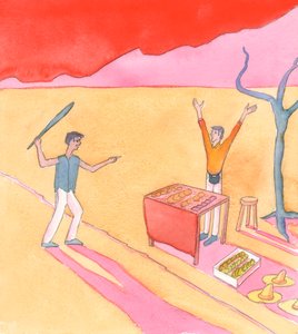 如果一个人为了利益、欺诈、惩罚或讨价还价或任何其他原因，在其犯罪活动中威胁或造成死亡，他的行为就完全违背了上帝和他的法律，2005 年（纸面水彩画） 作者 伊丽莎白王