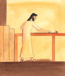 一个在工作中为爱神而履行平凡职责的人，在神看来是非常美丽的，2005 年（纸面水彩画） 作者 伊丽莎白王