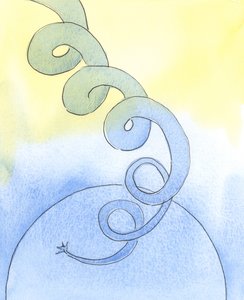 随着豆茎高高地飞向天空，我们的属灵生活也应该向“天堂”“增长”，2003年（纸上水） 作者 伊丽莎白王
