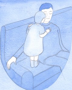 当世上的父亲举起他的孩子进行坦率的谈话和温柔的拥抱时，上帝使我们在沉思的祈祷中感到高兴，2002年（纸上写有w - c） 作者 伊丽莎白王