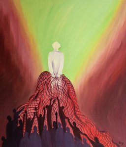 在群众大会上，耶稣像渔夫一样，将那些爱他的人吸引到他的王国中，2001年（船上放油） 作者 伊丽莎白王