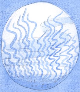 在精神之旅的开始，灵魂类似于海草的那一部分，杂草使之“不可逾越”（2002年，纸上写有w - c） 作者 伊丽莎白王
