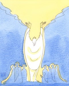 因为耶稣基督是神，也是人，所以在弥撒中出现在我们中间（2003年，纸上水） 作者 伊丽莎白王