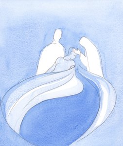 基督和圣母像天上的侍从，在我们从精神动荡和毅力中诞生出一些奇妙的东西的同时，帮助了我们（2002年，纸上写真） 作者 伊丽莎白王