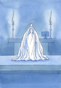 基督确实是在场的，但是好像面纱把他从我们的视线中藏了起来。，2001年（纸上水） 作者 伊丽莎白王