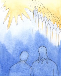 当我们纪念他的圣徒时，基督与我们同在，2003（写在纸上） 作者 伊丽莎白王