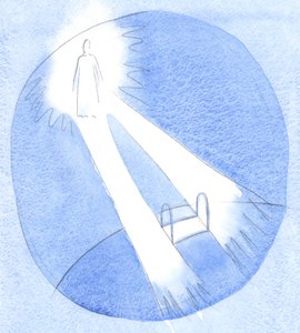 基督与每个圣人分享他的神圣生命；他在爱他的人之间架起了“桥梁”，2001年（纸上水） 作者 伊丽莎白王
