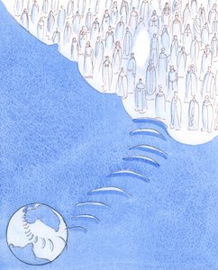 基督向我展示了他在天堂圣徒中为他在人间的羊群牧羊人之一保留的位置；然而，在这个位置被填满之前，还有更多勇敢的工作要做，2005 年（纸上水彩画） 作者 伊丽莎白王