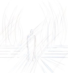 基督站在我面前，被天使包围。他说：“我们向那些尊敬我的人致敬”，2001年（纸上w - c） 作者 伊丽莎白王