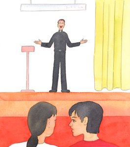 基督希望我们尊重牧师，他们是我们中间的 "另一个基督"，2005 年（纸面水彩画） 作者 伊丽莎白王
