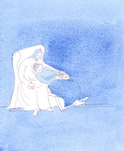 基督不让我再祈祷了，当我在一次关于他的演讲中精疲力竭时，2004 年（纸上水彩画） 作者 伊丽莎白王