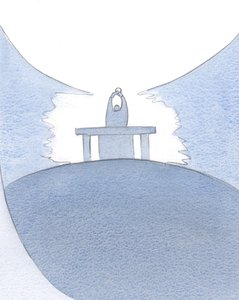 基督在祭坛上献上自己，使自己进入天堂本身。（2001年，纸上水） 作者 伊丽莎白王