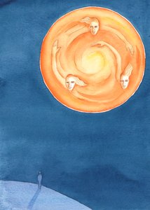 邀请地球上每一个因原罪感到伤痕累累的人，与他们分享三位神的生活，一位神，他们活在无限的欢乐与光辉中，2003年（纸上写真） 作者 伊丽莎白王