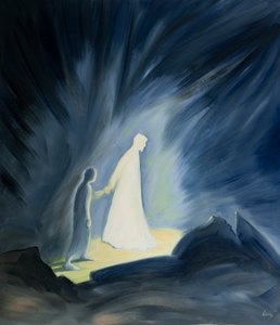 即使在我们苦难的黑暗中，耶稣也安慰并引导着我们，2001年（船上的油） 作者 伊丽莎白王